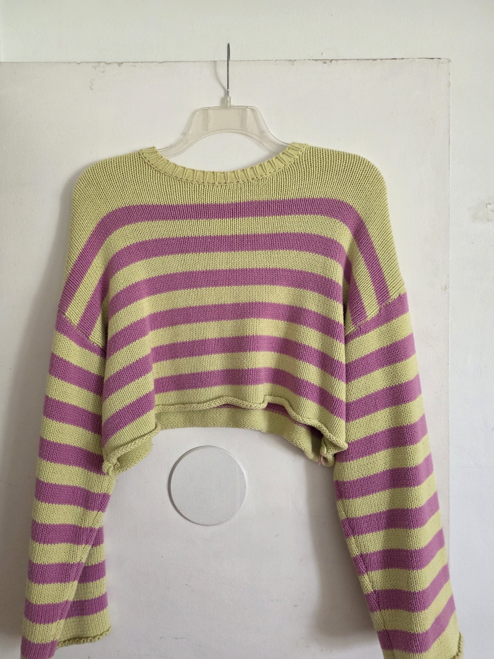 Blue Blush Cropped Striped Sweater
